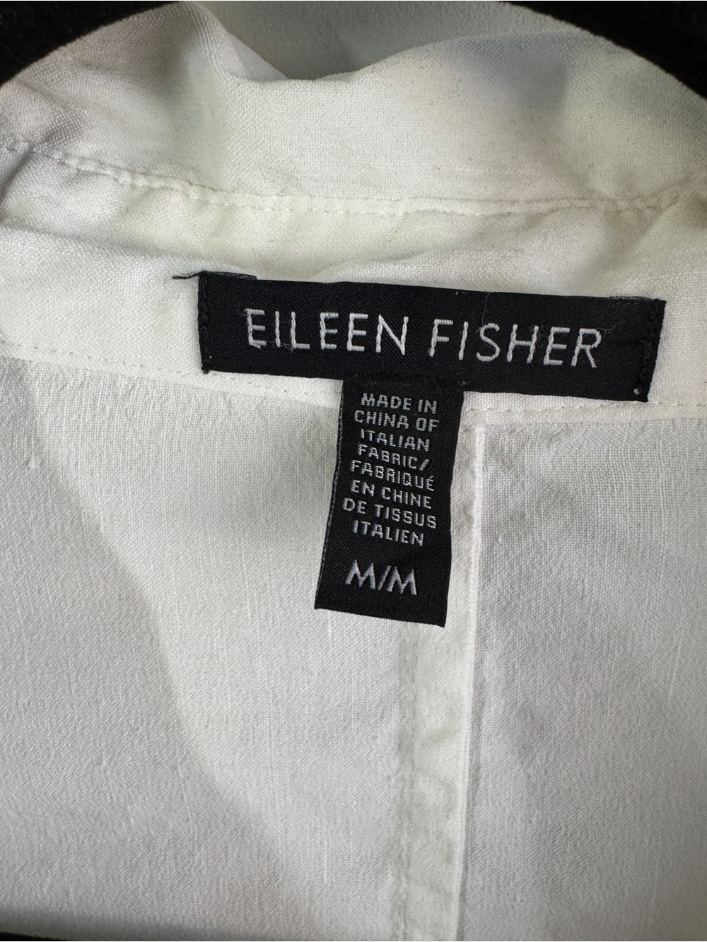 Eileen Fisher Linen Blend White Button Front Blouse Medium Quiet Luxury - Picture 6 of 14